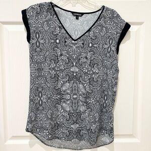 Express Blue & White Paisley Blouse Top - Size S